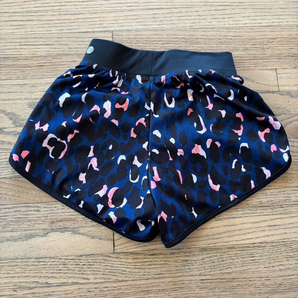 Z by Zella Girls Blue Pink Leopard Print‎ Running Shorts Size S 7/8